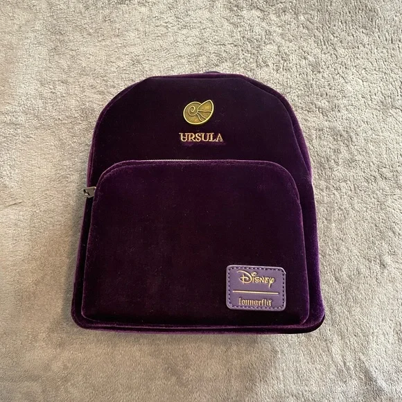 Hot Topic Ursula Villain Purple Velvet Loungefly Mini Backpack Amazon.com | Loungefly Disney Villains Scene Ursula Womens  main image 3